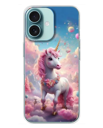 Чехол для iPhone 16 Plus с картинкой «Единорог среди облаков» Чехол для iPhone 16 Plus с картинкой «Единорог среди облаков»