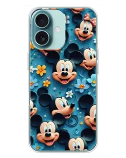 Чехол для iPhone 16 Plus с картинкой «Паттерн Микки и Минни»