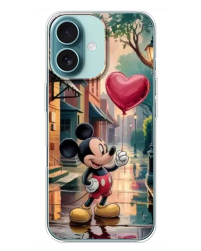 Чехол для iPhone 16 Plus с картинкой «Микки и шарик-сердце» Чехол для iPhone 16 Plus с картинкой «Микки и шарик-сердце»