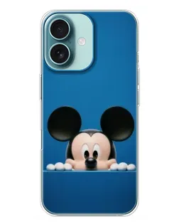 Чехол для iPhone 16 Plus с картинкой «Микки выглядывает»