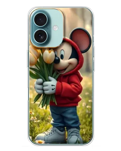 Чехол для iPhone 16 Plus с картинкой «Микки с тюльпанами» Чехол для iPhone 16 Plus с картинкой «Микки с тюльпанами»