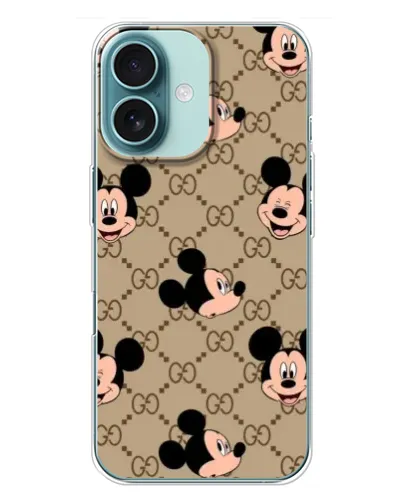 Чехол для iPhone 16 Plus с картинкой «Брендовый паттерн Микки» Чехол для iPhone 16 Plus с картинкой «Брендовый паттерн Микки»
