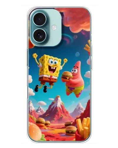 Чехол для iPhone 16 Plus с картинкой «Космический фастфуд»