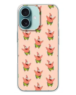 Чехол для iPhone 16 Plus с картинкой «Патрик Стар паттерн»
