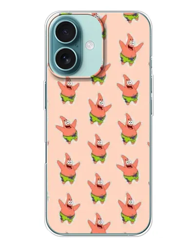 Чехол для iPhone 16 Plus с картинкой «Патрик Стар паттерн»