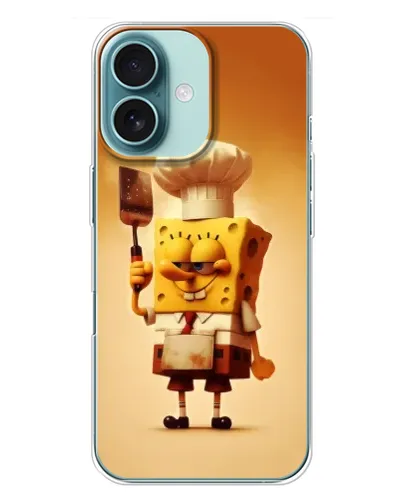 Чехол для iPhone 16 Plus с картинкой «Губка Боб повар»