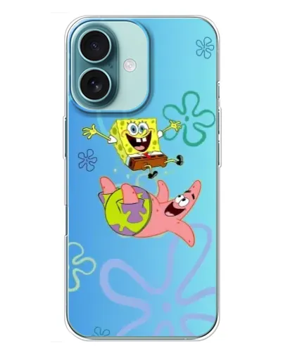 Чехол для iPhone 16 Plus с картинкой «Спанч Боб и Патрик»