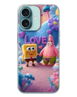 Чохол для iPhone 16 Plus з картинкою «Губка Боб Патрік»