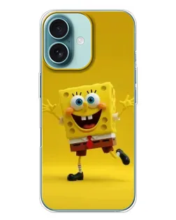 Чехол для iPhone 16 Plus с картинкой «Позитивный Губка Боб»