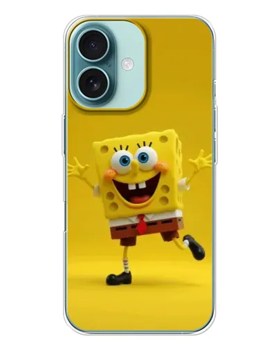 Чехол для iPhone 16 Plus с картинкой «Позитивный Губка Боб»