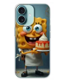 Чехол для iPhone 16 Plus с картинкой «Повар Спанч Боб»