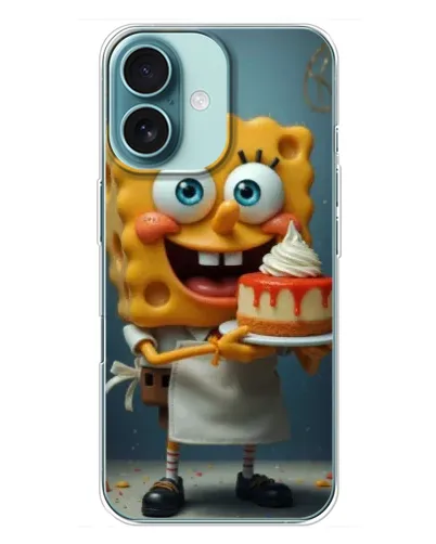 Чехол для iPhone 16 Plus с картинкой «Повар Спанч Боб»