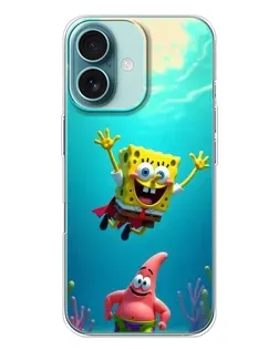Чохол для iPhone 16 Plus з картинкою «Спанч Боб під водою»