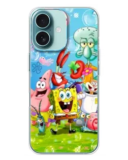 Чохол для iPhone 16 Plus з картинкою «Губка Боб та друзі»
