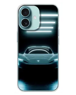 Чехол для iPhone 16 Plus с картинкой «Tesla в неоне»