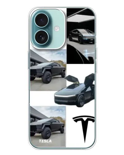 Чехол для iPhone 16 Plus с картинкой «Коллаж Cybertruck Tesla» Чехол для iPhone 16 Plus с картинкой «Коллаж Cybertruck Tesla»