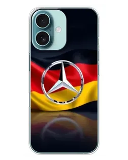 Чохол для iPhone 16 Plus з картинкою «Mercedes — прапор Німеччини»