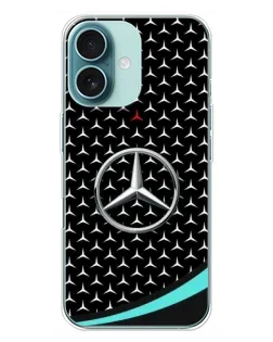 Чохол для iPhone 16 Plus з картинкою «Mercedes — бірюзовий акцент»