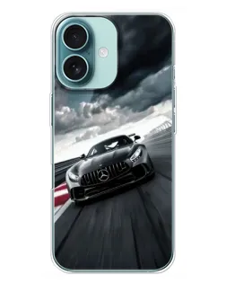 Чохол для iPhone 16 Plus з картинкою «Гоночний Mercedes AMG»