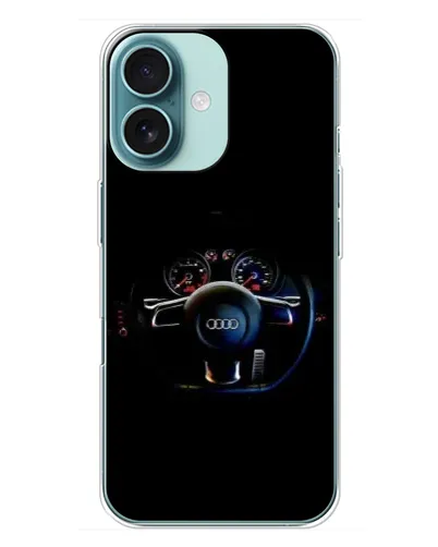 Чехол для iPhone 16 Plus с картинкой «Салон Audi — руль» Чехол для iPhone 16 Plus с картинкой «Салон Audi — руль»