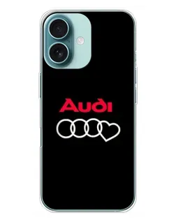 Чохол для iPhone 16 Plus з картинкою «Логотип Audi Heart»