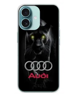 Чехол для iPhone 16 Plus с картинкой «Пантера и Audi»