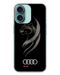 Чехол для iPhone 16 Plus с картинкой «Графика — пантера и Audi»