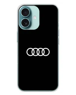 Чехол для iPhone 16 Plus с картинкой «Audi White Logo»