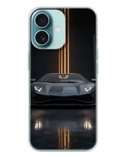 Чохол для iPhone 16 Plus з картинкою «Lamborghini золоті лінії»