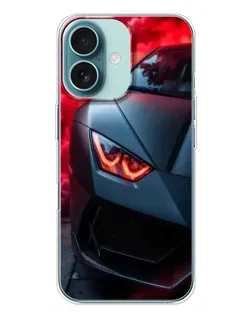 Чохол для iPhone 16 Plus з картинкою «Lamborghini червоне сяйво»
