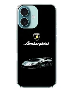 Чехол для iPhone 16 Plus с картинкой «Логотип Lamborghini классика»