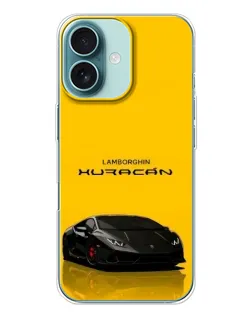 Чехол для iPhone 16 Plus с картинкой «Lamborghini Huracan черный»