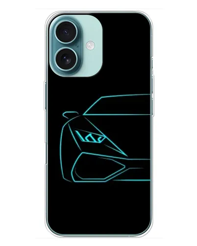 Чехол для iPhone 16 Plus с картинкой «Голубой силуэт Lamborghini» Чехол для iPhone 16 Plus с картинкой «Голубой силуэт Lamborghini»