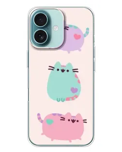Чехол для iPhone 16 Plus с картинкой «Pusheen трио»