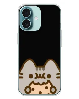 Чехол для iPhone 16 Plus с картинкой «Пушин на черном»
