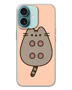 Чехол для iPhone 16 Plus с картинкой «Пушин пузиком кверху»