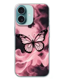 Чохол для iPhone 16 Plus з картинкою «Метелик у диму»