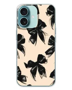 Чохол для iPhone 16 Plus з картинкою «Патерн чорні банти»