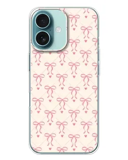 Чехол для iPhone 16 Plus с картинкой «Розовые бантики Coquette»
