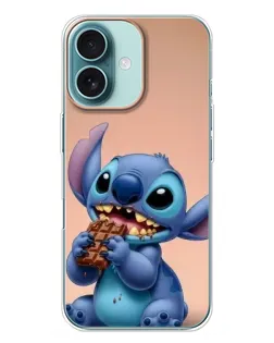 Чохол для iPhone 16 Plus з картинкою «Стіч їсть шоколад»