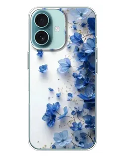 Чохол для iPhone 16 Plus з картинкою «Блакитний квітковий каскад»