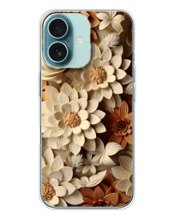 Чохол для iPhone 16 Plus з картинкою «Бежевий флористичний декор»