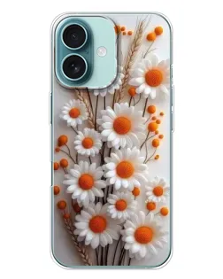 Чохол для iPhone 16 Plus з картинкою «Білі сухоцвіти»