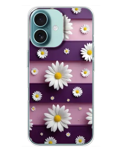 Чохол для iPhone 16 Plus з картинкою «Ромашки на фіолетовому»