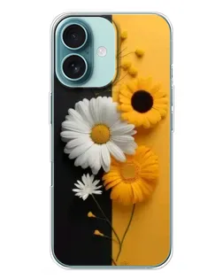 Чохол для iPhone 16 Plus з картинкою «Соняшник та ромашка»