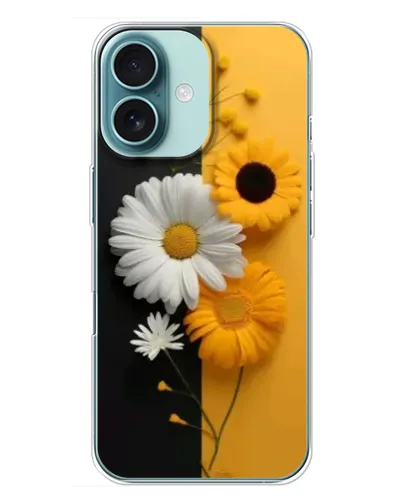 Чохол для iPhone 16 Plus з картинкою «Соняшник та ромашка»