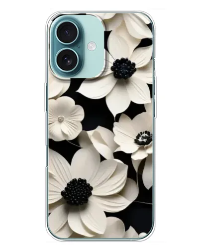 Чохол для iPhone 16 Plus з картинкою «Об'ємні білі квіти»