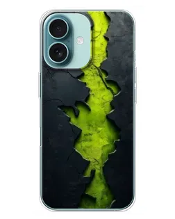 Чохол для iPhone 16 Plus з картинкою «Салатовий розлом скелі»