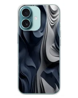 Чохол для iPhone 16 Plus з картинкою «Об'ємні сині складки»