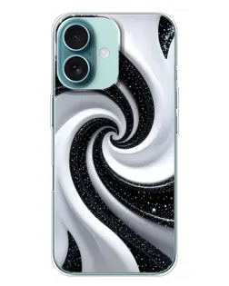 Чохол для iPhone 16 Plus з картинкою «Чорно-біла спіраль»